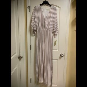 White and tan stripped jumpsuit